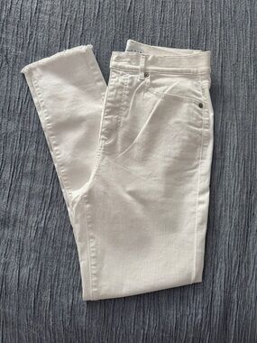 LOFT White Skinny Jeans with raw hem